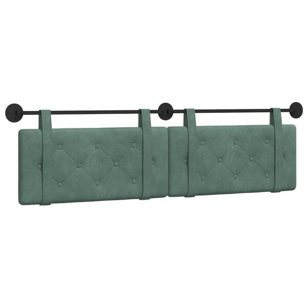 vidaXL Cabecera Colgante Verde Mar 170 x 55 x 5 cm Terciopelo