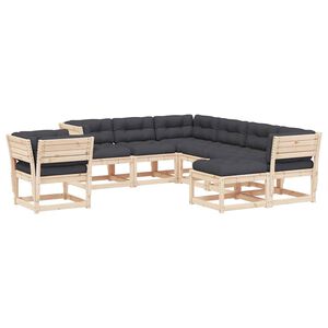 vidaXL Muebles de jard&iacute;n 8 pzas y cojines madera maciza pino