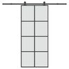 vidaXL Puerta corredera con set herrajes vidrio ESG aluminio 90x205 cm