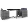 vidaXL Set de comedor de jard&iacute;n 5 pzas y cojines rat&aacute;n sint&eacute;tico gris