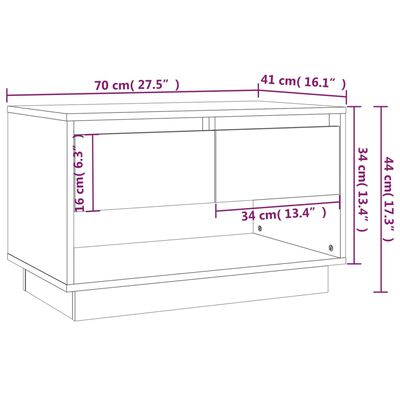 vidaXL Mueble de TV madera de ingeniería roble ahumado 70x41x44 cm