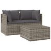 vidaXL Set de muebles de jard&iacute;n 3 pzas y cojines rat&aacute;n sint&eacute;tico gris
