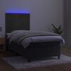 vidaXL Cama box spring colch&oacute;n y LED terciopelo gris oscuro 80x200 cm
