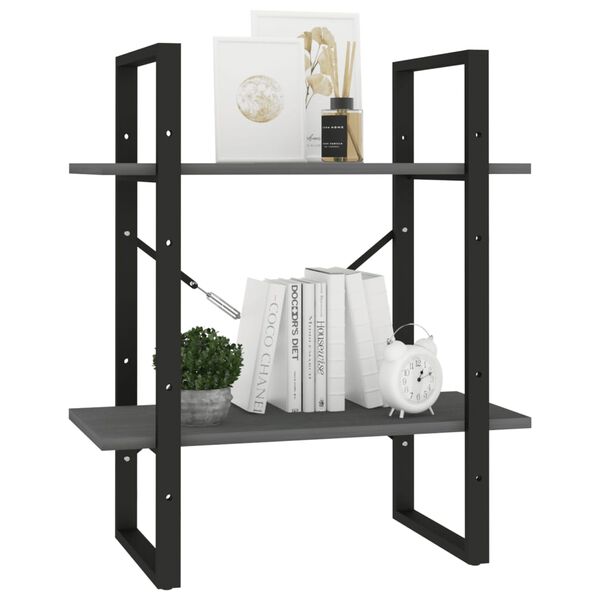 vidaXL Estantería 2 niveles madera maciza de pino gris 60x30x70 cm