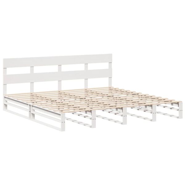 vidaXL Cama sin colch&oacute;n madera maciza de pino blanca 180x200 cm