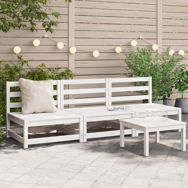 vidaXL Sofás jardín sin reposabrazos 3 uds madera blanco 70x70x67 cm