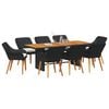 vidaXL Conjunto de Comedor de Jardín 9 pcs Negro ratán sintético