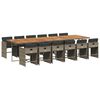 vidaXL Set comedor de jard&iacute;n con cojines 13 pzas rat&aacute;n sint&eacute;tico gris
