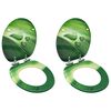 vidaXL Asiento WC tapa cierre suave 2 uds MDF verde dise&ntilde;o gota agua