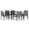 vidaXL Juego de comedor para jard&iacute;n 7 piezas rat&aacute;n sint&eacute;tico gris
