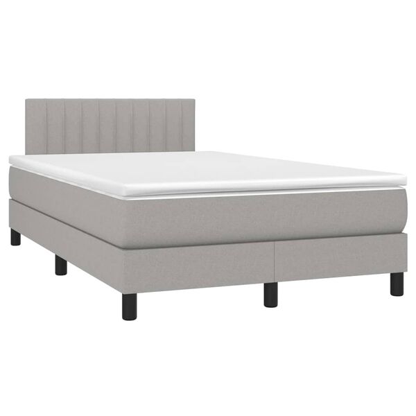 vidaXL Cama box spring con colch&oacute;n tela gris claro 120x200 cm