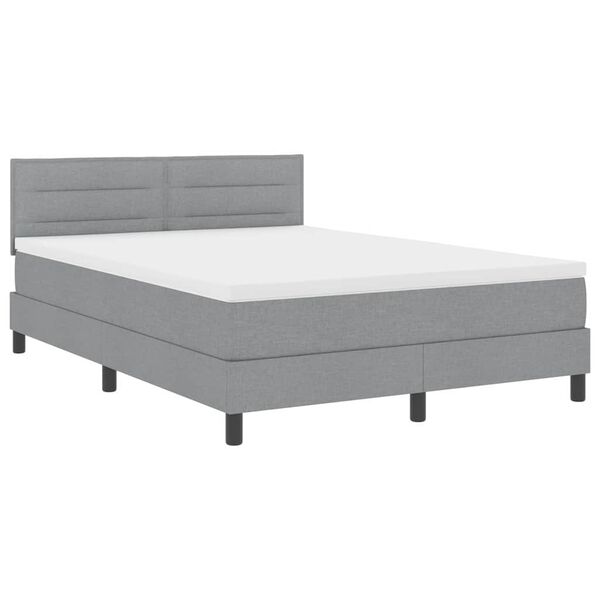 vidaXL Cama tipo Box Spring con colch&oacute;n Gris claro 160 x 200 cm tela