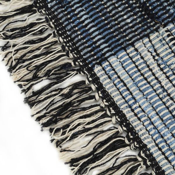 vidaXL Alfombra tejida a mano Chindi tela vaquera azul 80x160 cm