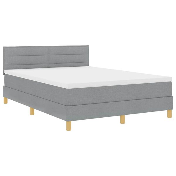 vidaXL Cama Box Spring LED con colch&oacute;n Gris Claro 160 x 200 cm tela