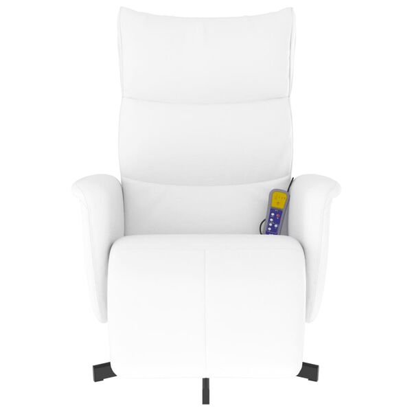 vidaXL Sill&oacute;n reclinable masaje con reposapi&eacute;s cuero sint&eacute;tico blanco