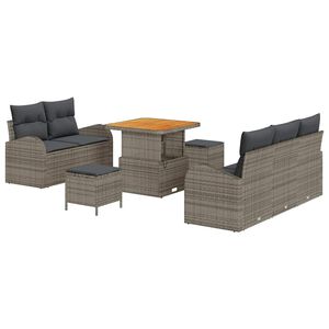 vidaXL Conjunto de sof&aacute;s de jard&iacute;n 8 pcs Gris rat&aacute;n sint&eacute;tico