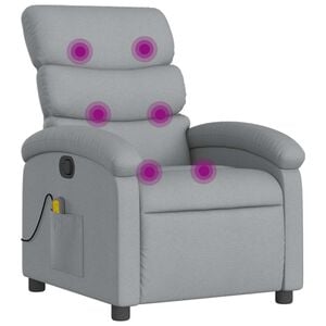 vidaXL Sill&oacute;n reclinable de masaje de tela gris claro
