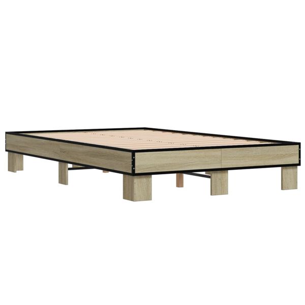 vidaXL Estructura cama madera ingenier&iacute;a metal roble Sonoma 140x190 cm
