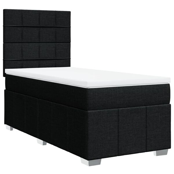 vidaXL Cama box spring con colch&oacute;n tela negro 100x200 cm
