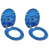 vidaXL Asiento WC tapa cierre suave 2 uds MDF azul dise&ntilde;o gota de agua