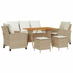 vidaXL Conjunto de sof&aacute; de jard&iacute;n de 6 piezas con cojines, polirat&aacute;n beige