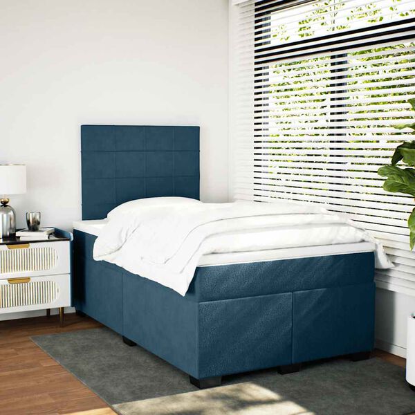 vidaXL Cama box spring con colch&oacute;n terciopelo azul 120x190 cm