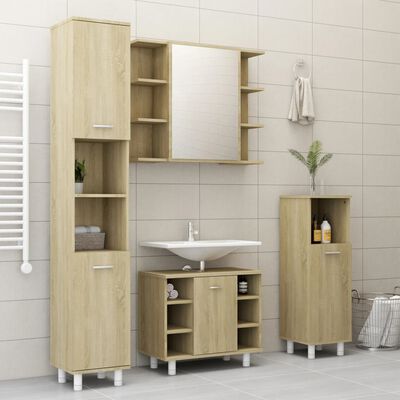 vidaXL Juego muebles de baño 4 pzas madera de ingeniería roble Sonoma