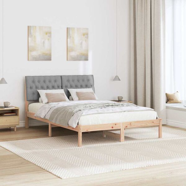 vidaXL Estructura de Cama con Cabecera Tapizada Marr&oacute;n 150 x 200 cm