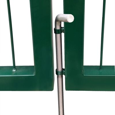 vidaXL Puerta de valla de jardín con postes acero verde 350x140 cm