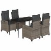 vidaXL Set comedor de jard&iacute;n 5 piezas con cojines rat&aacute;n sint&eacute;tico gris