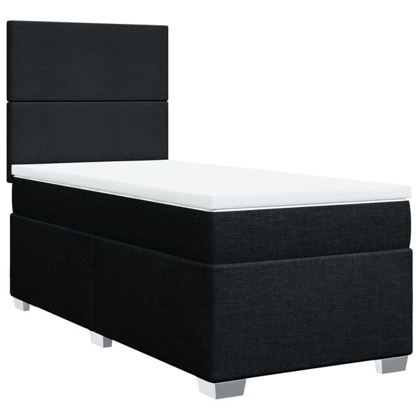 vidaXL Cama box spring con colch&oacute;n tela negro 80x200 cm