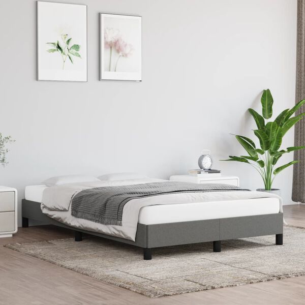 vidaXL Estructura de cama sin colchón tela gris oscuro 120x200 cm