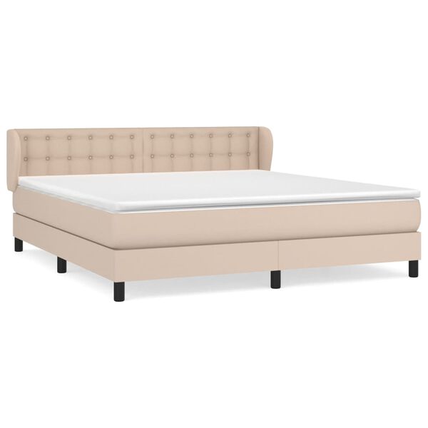 vidaXL Cama box spring con colch&oacute;n cuero sint&eacute;tico capuchino 180x200cm