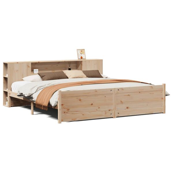 vidaXL Cama con estanter&iacute;a sin colch&oacute;n madera maciza de pino 180x200cm