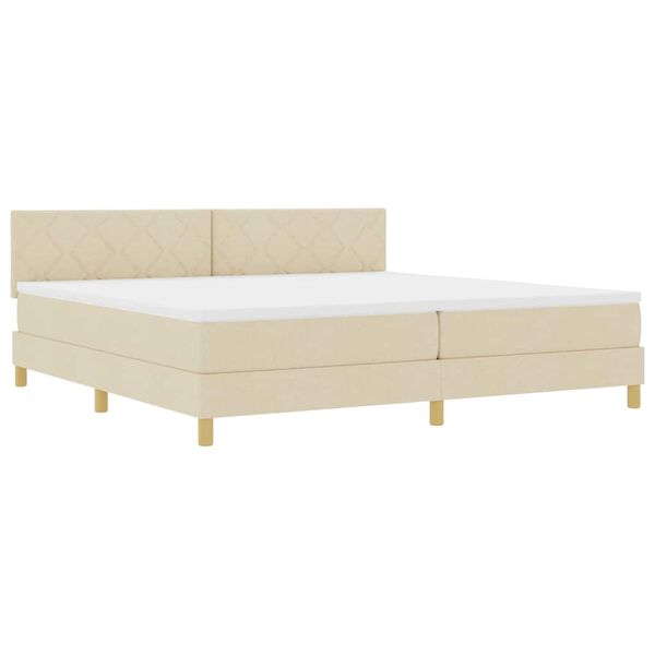 vidaXL Cama Box Spring LED con colch&oacute;n con LED Crema 200 x 200 cm tela