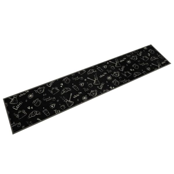 vidaXL Alfombra de cocina lavable terciopelo Morning negro 60x300 cm