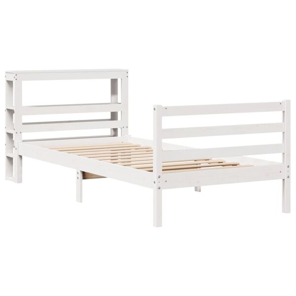 vidaXL Estructura de cama sin colch&oacute;n madera maciza blanca 90x190 cm