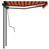 vidaXL Toldo manual retr&aacute;ctil con LED naranja y marr&oacute;n 3,5x2,5 m