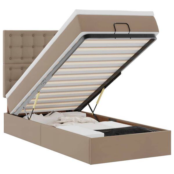 vidaXL Estructura cama otomana colch&oacute;n cuero sint&eacute;tico cappucino