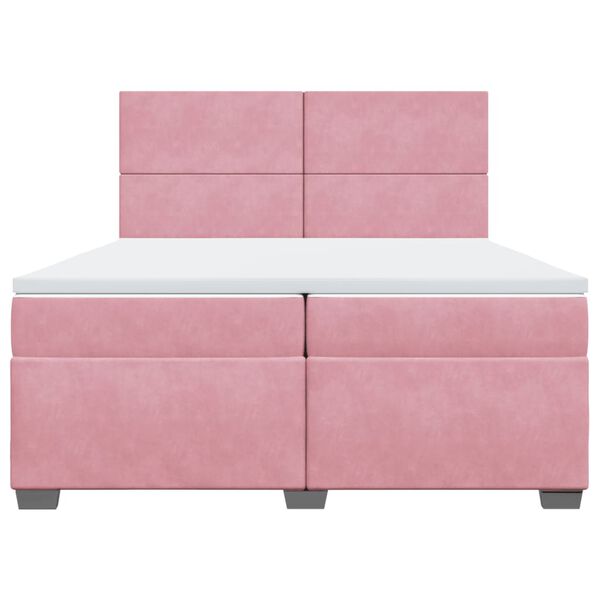 vidaXL Cama box spring con colch&oacute;n terciopelo rosa 200x200 cm