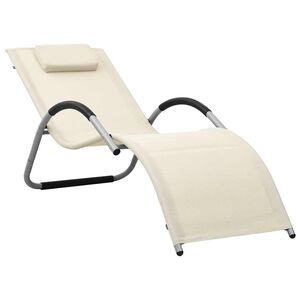 vidaXL Tumbona de textilene crema y gris