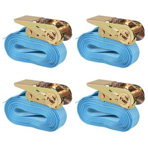 vidaXL Correas de sujeci&oacute;n de trinquete 4 uds 0,8 Ton 6mx25mm azul