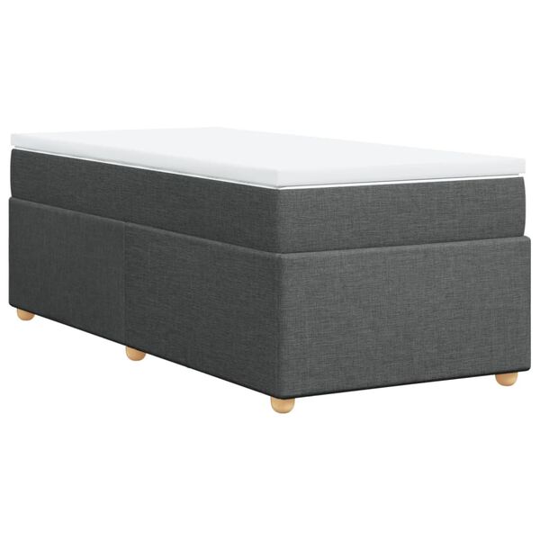 vidaXL Cama box spring con colch&oacute;n tela gris oscuro 90x190 cm