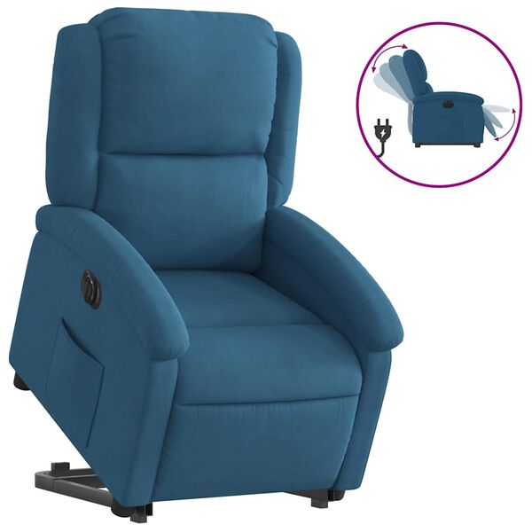 vidaXL Sill&oacute;n el&eacute;ctrico reclinable elevable de terciopelo azul