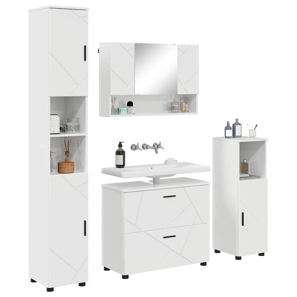 vidaXL Juego de muebles de baño con cajón 4 pcs Blanco brillante