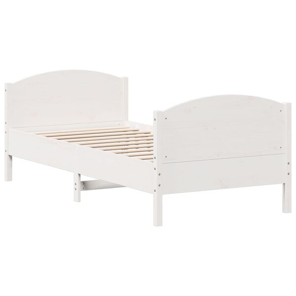 vidaXL Estructura de cama sin colch&oacute;n madera maciza blanca 75x190 cm