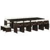 vidaXL Set comedor de jard&iacute;n y cojines 15 pzas rat&aacute;n sint&eacute;tico marr&oacute;n