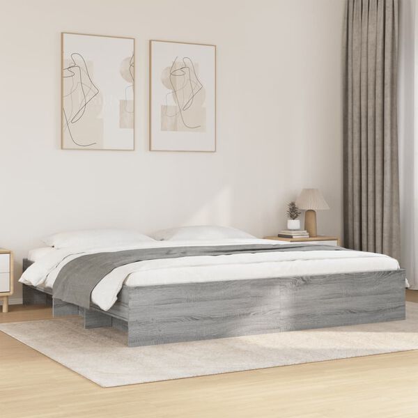 vidaXL Estructura de cama madera de ingenier&iacute;a gris Sonoma 200x200 cm