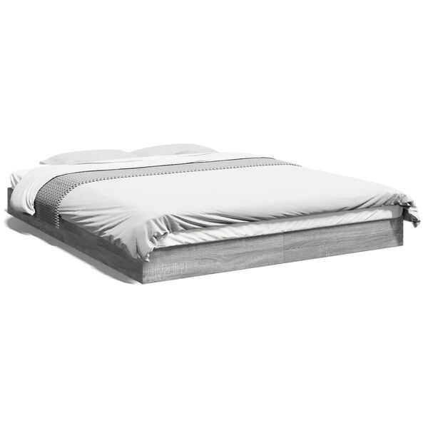 vidaXL Estructura de cama madera de ingenier&iacute;a gris Sonoma 150x200 cm