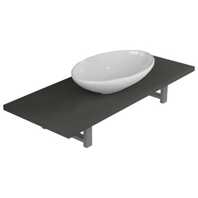 vidaXL Conjunto de muebles de baño 2 piezas cerámica gris
